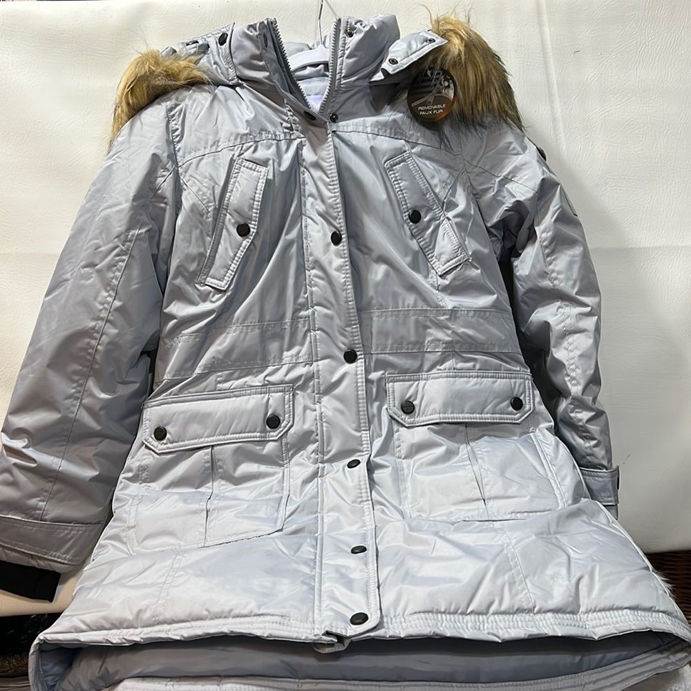 Madden Girl Junior Size Small Grey Parka Coat with Detachable Hood